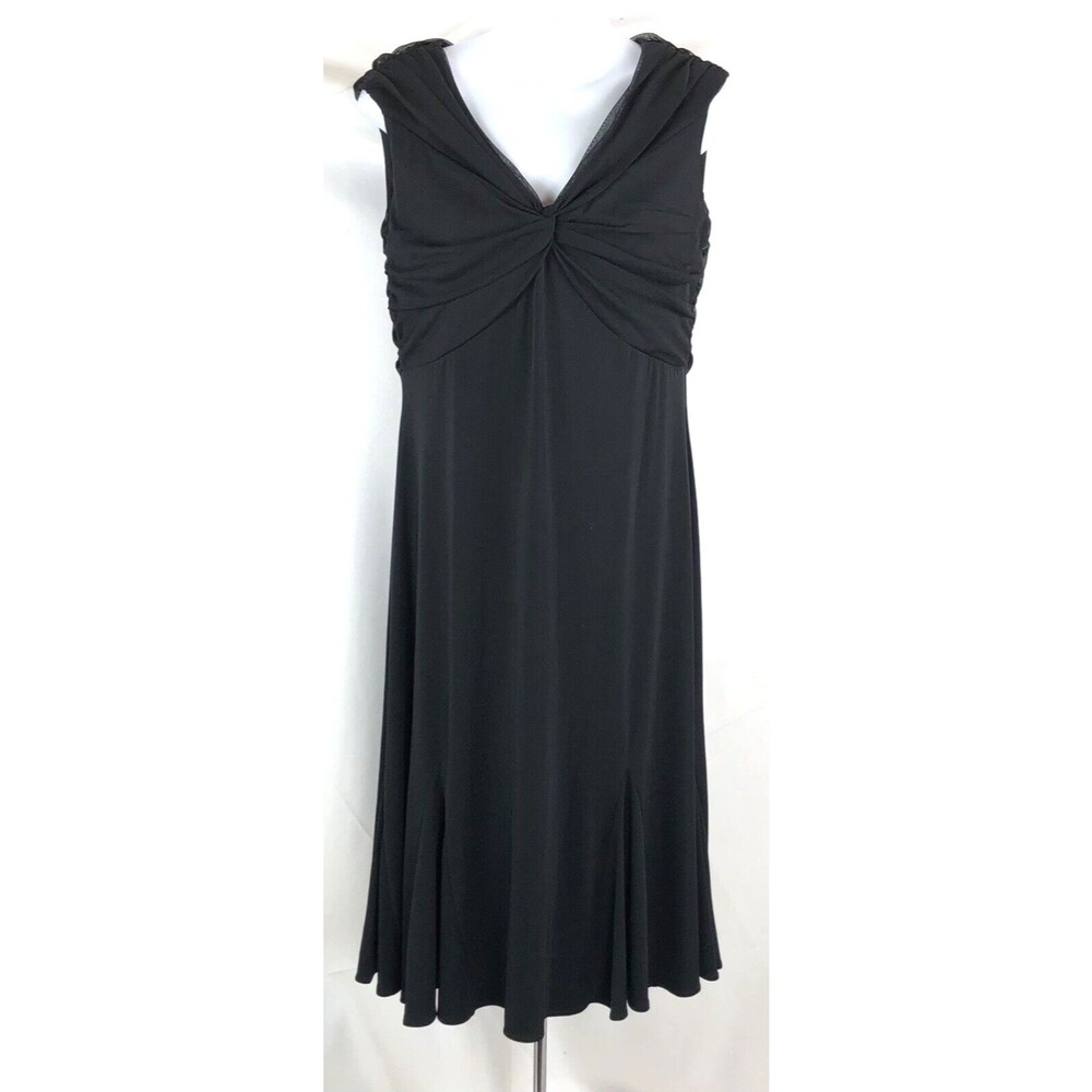 Vintage Midi Godet Sheath Dress M Blk Mesh Sleeveless Pleated Empire whimsigoth